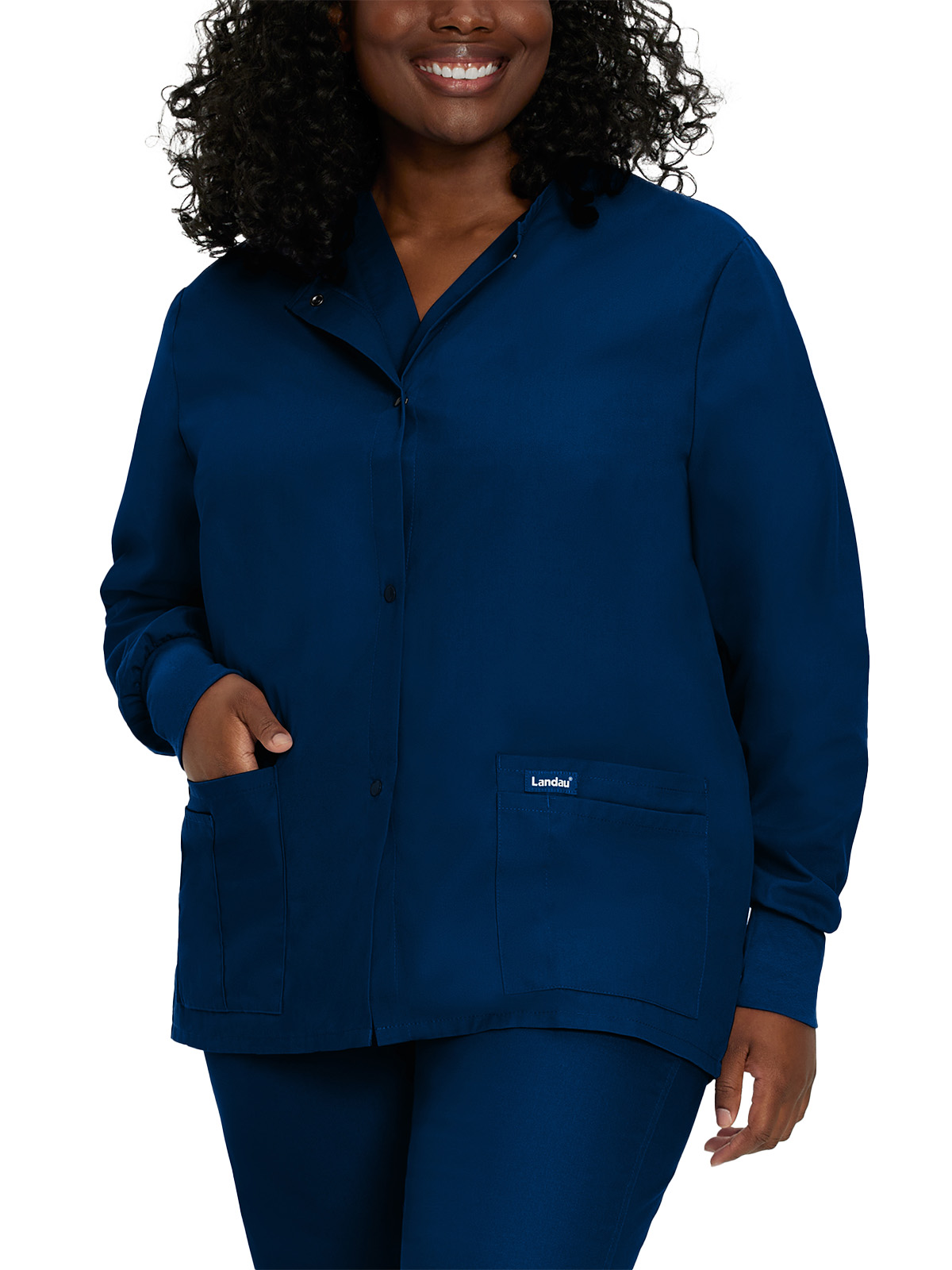 Landau - Essentials - Women's Four-Pocket Crew Neck Warm-Up Jacket 46