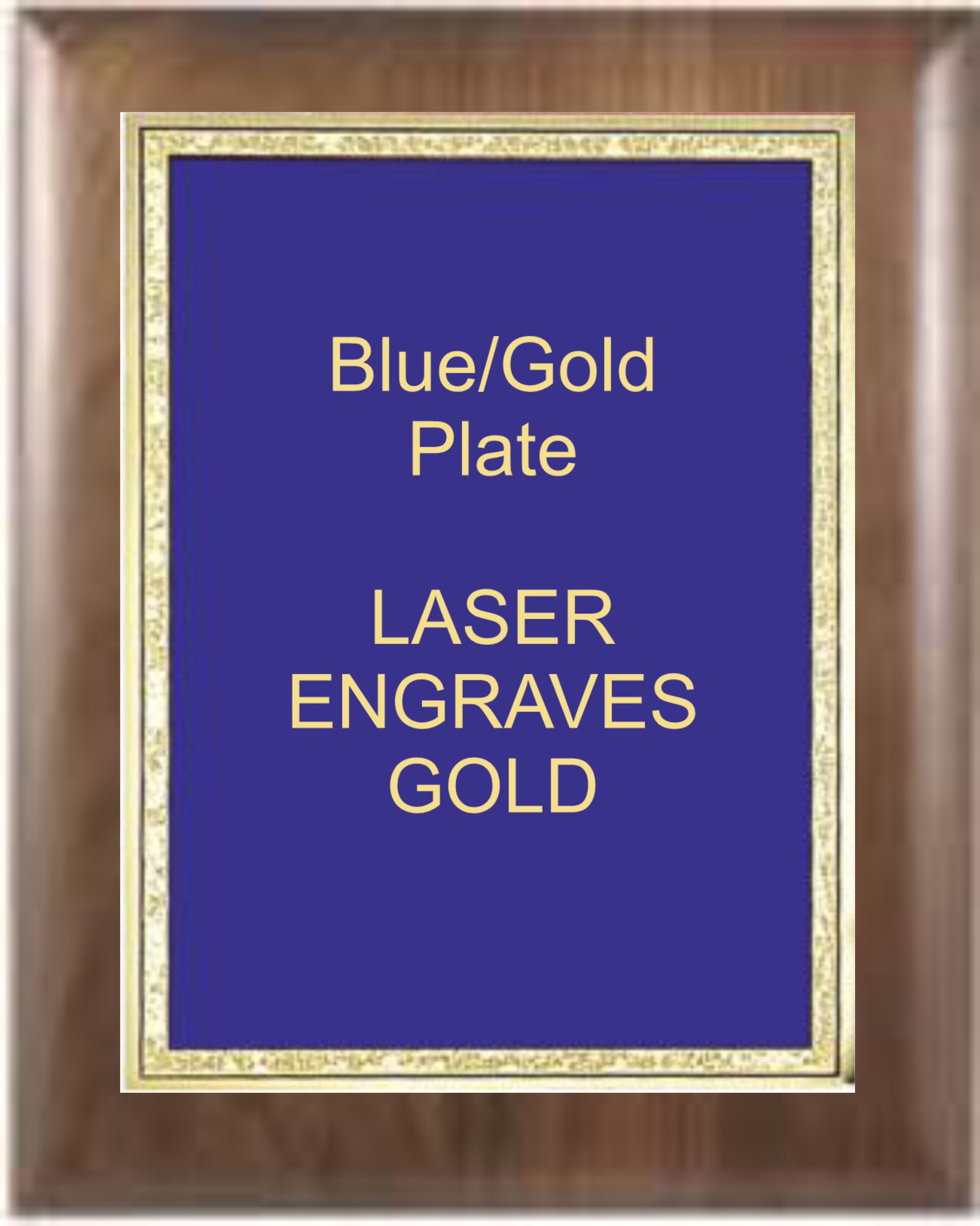 8" x 10" Genuine Walnut Elliptical Edge Square Corner Plaque with a Blue Florentine Plate. 1