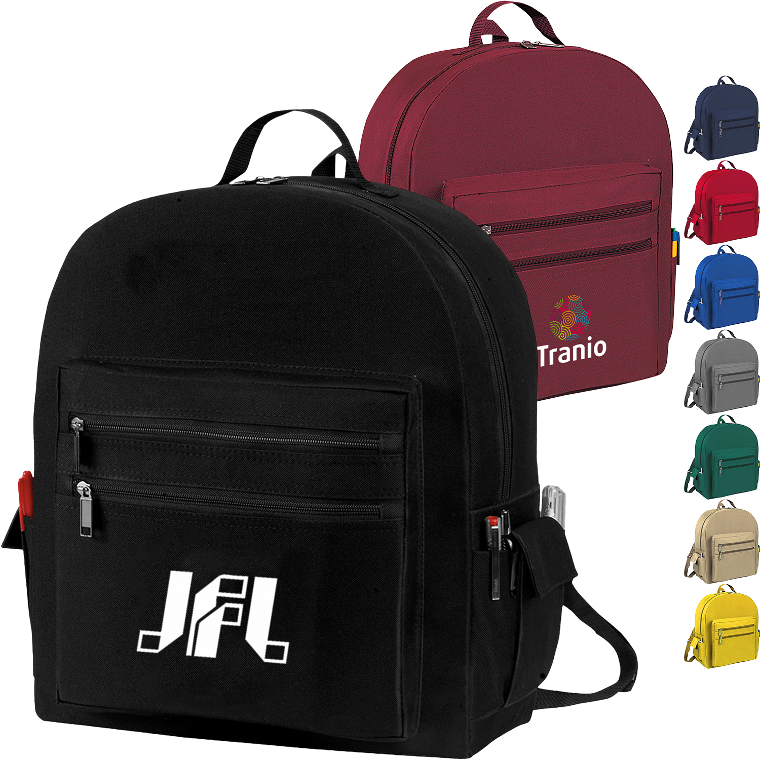 Premium 600D Multi-Zipper Essentials Backpack (12” x 16.5” x 5”) 2
