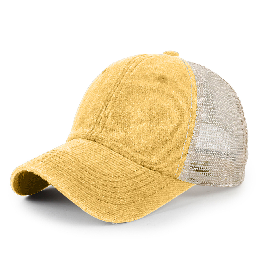 Stock 2-Tone Washed Cotton 6-Panel Trucker Cap 11