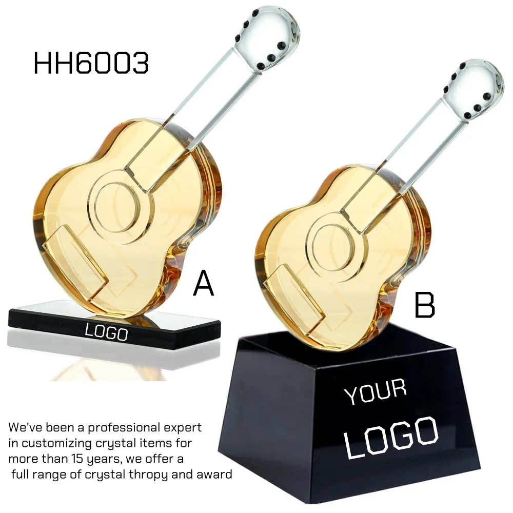 Crystal Music Trophy Award Guitar Figurines for Table Decor 2
