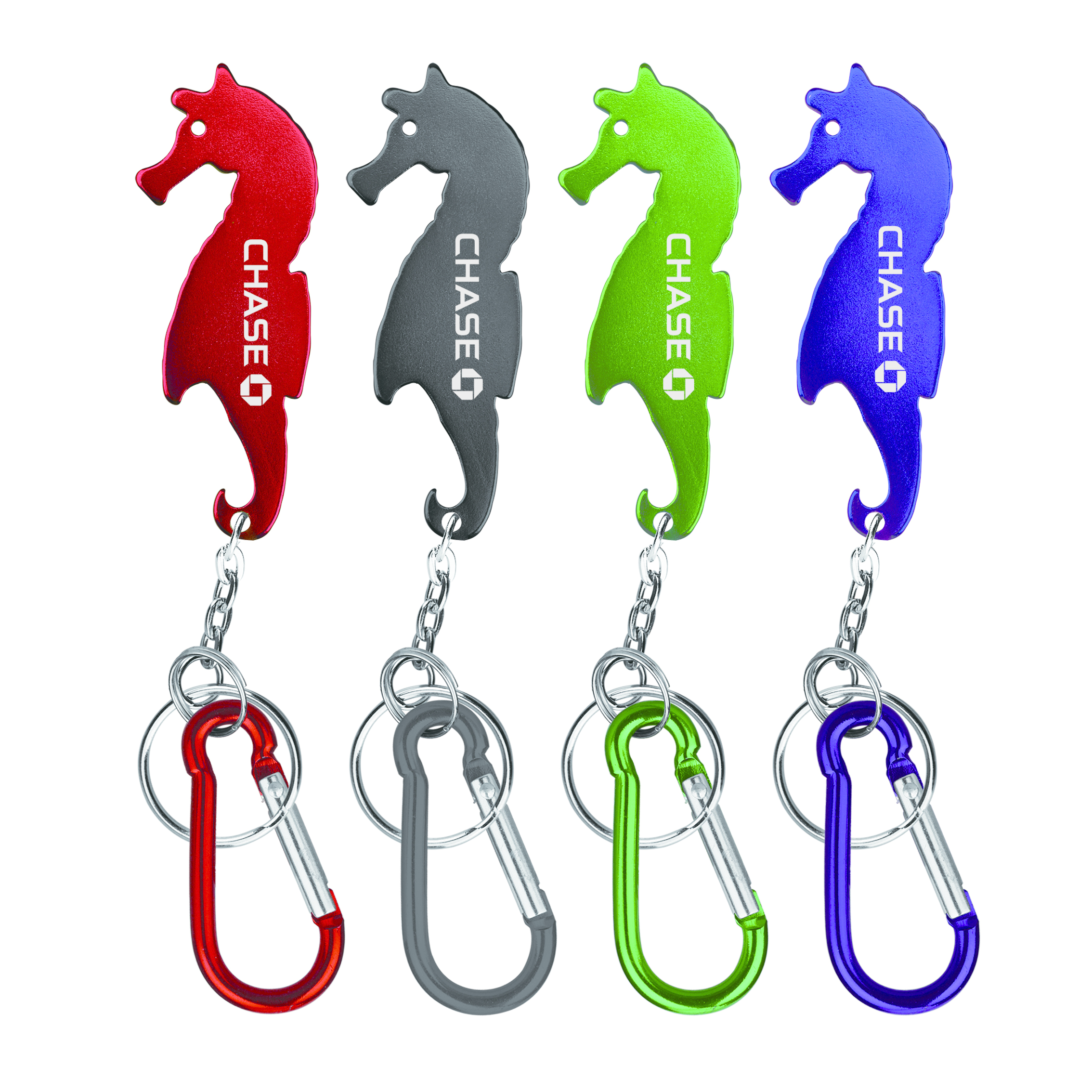Sea horse shaped bottle opener with key chain & carabineer 4