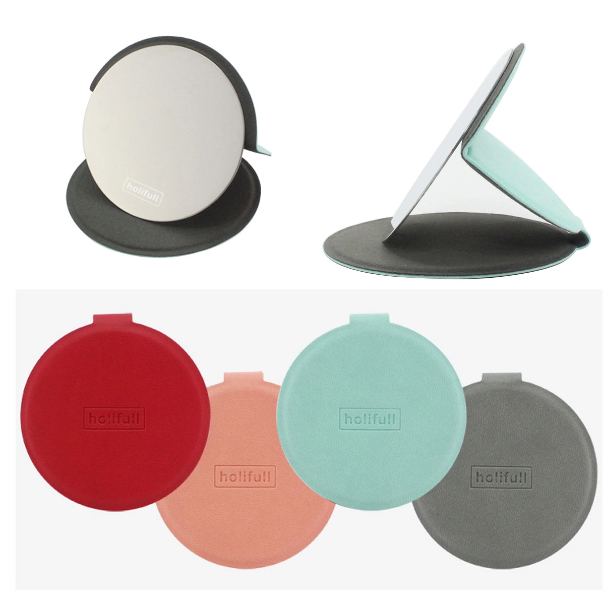 PU Leather Case Mirror Round Shape  MOQ 50 PCS 2
