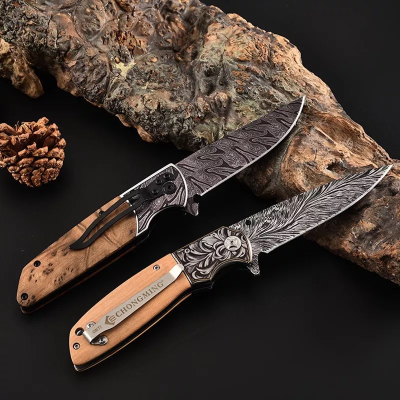 ApexBlade - Olive Wood Folding Pocket Knife With Stainless Steel Blade Antique Full Color Optional 3