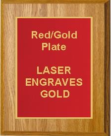 10-1/2" x 13" Oak Finish Plaque with a Red Designer Plate 1