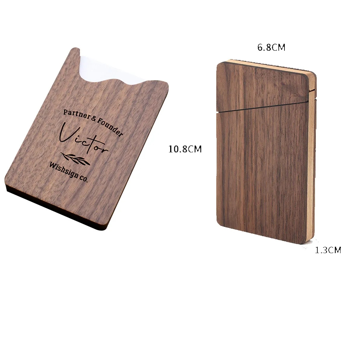 Pocket Portable Walnut Wood Business Card Holder Case 3