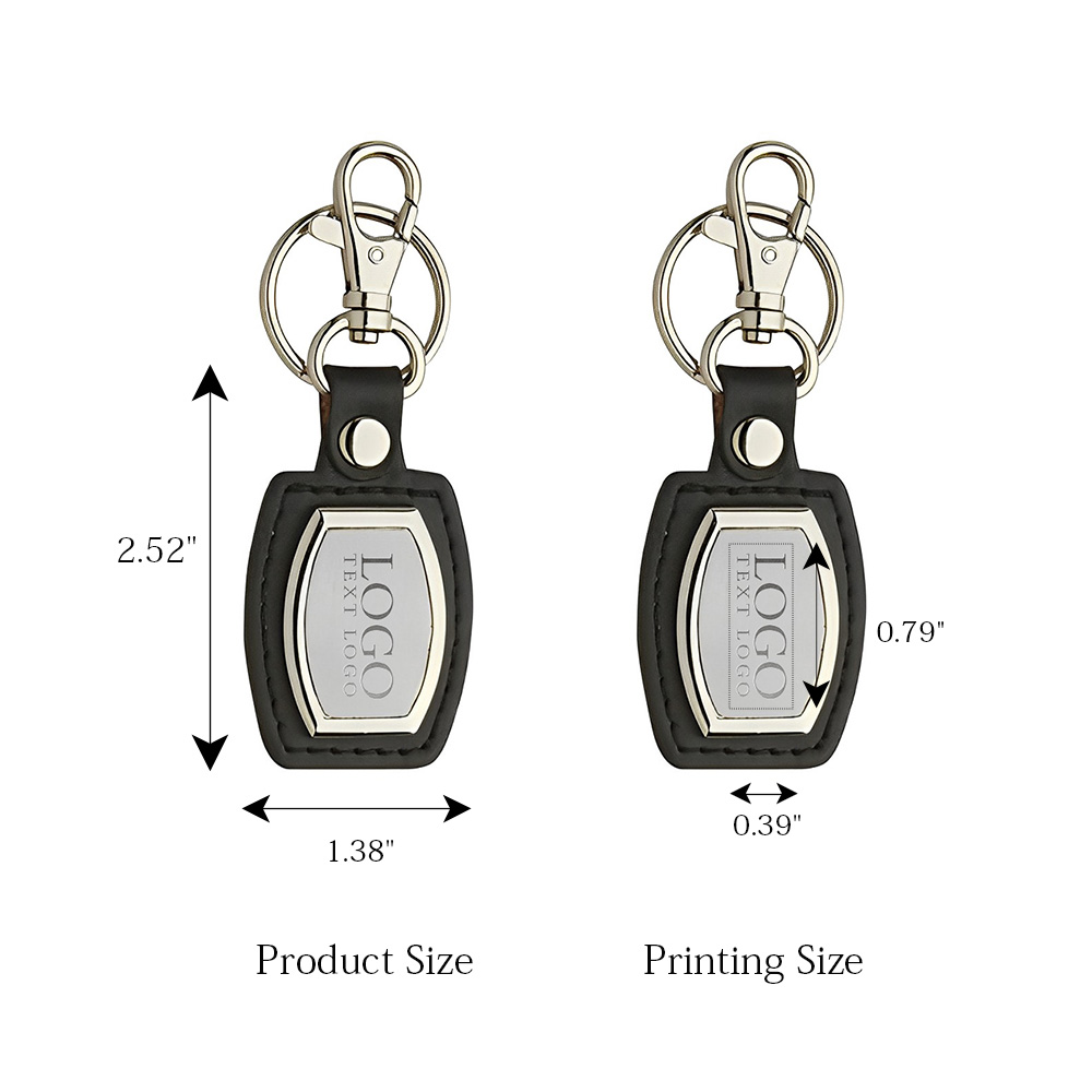 Leather And Brushed Plate Keyring Gift Keychain 7