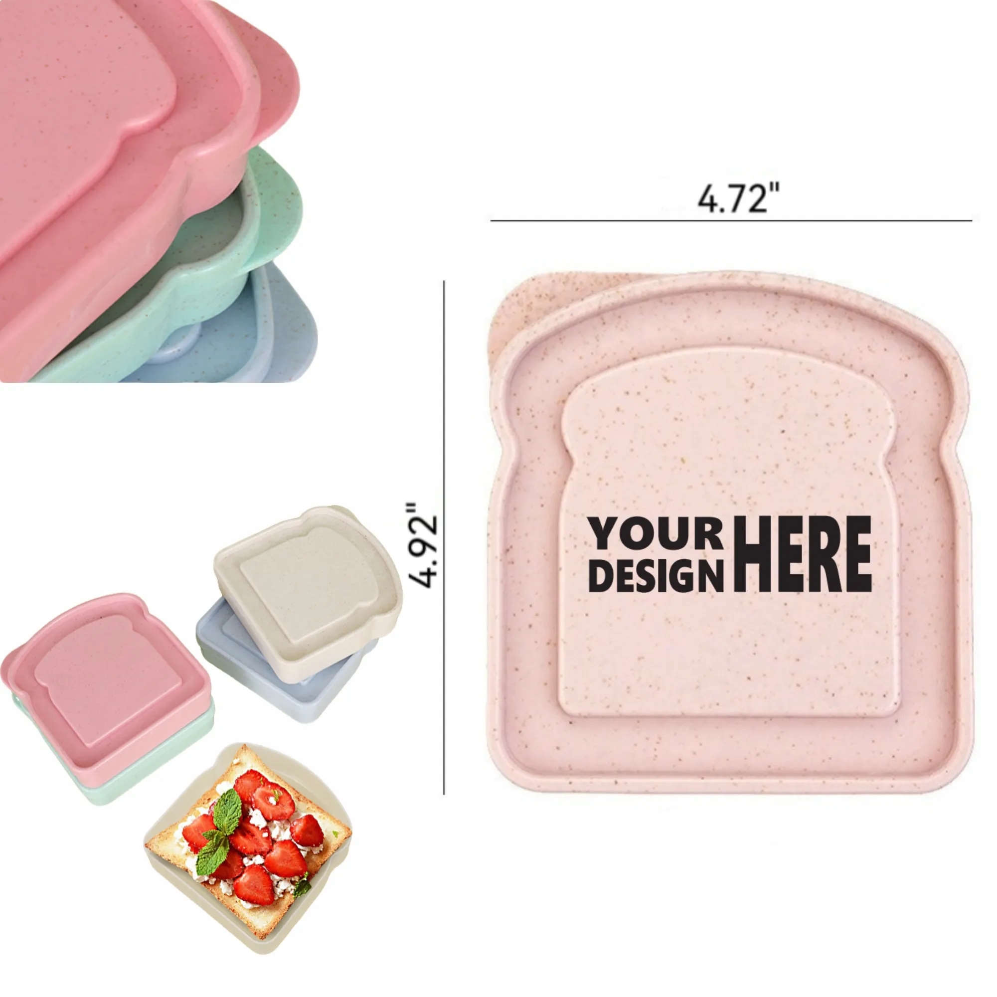 Wheat Straw Sandwich Box, Portable Fresh-Keeping Bento 3