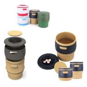 Collapsible Silicone Coffee Mug Cup With Integrated Straw And Coaster Lid 2