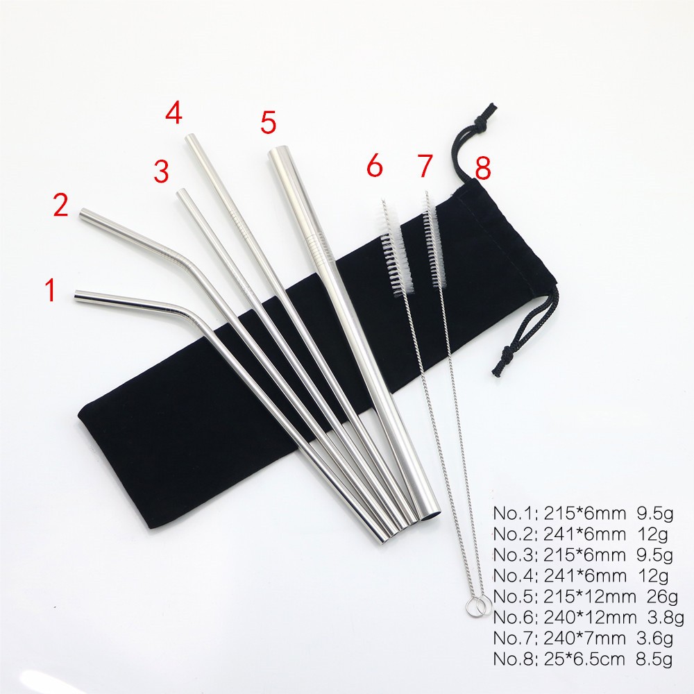 Set of 7 Stainless Steel Drinking Straw 2