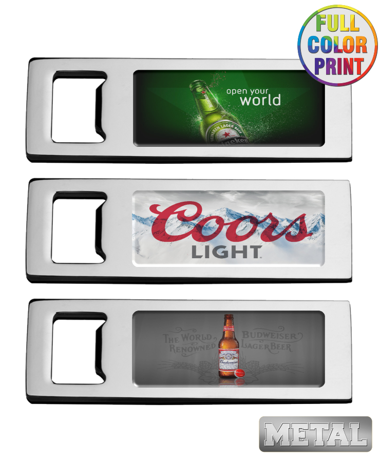 Metal Sleek Beer Bottle Opener - Full Color 1