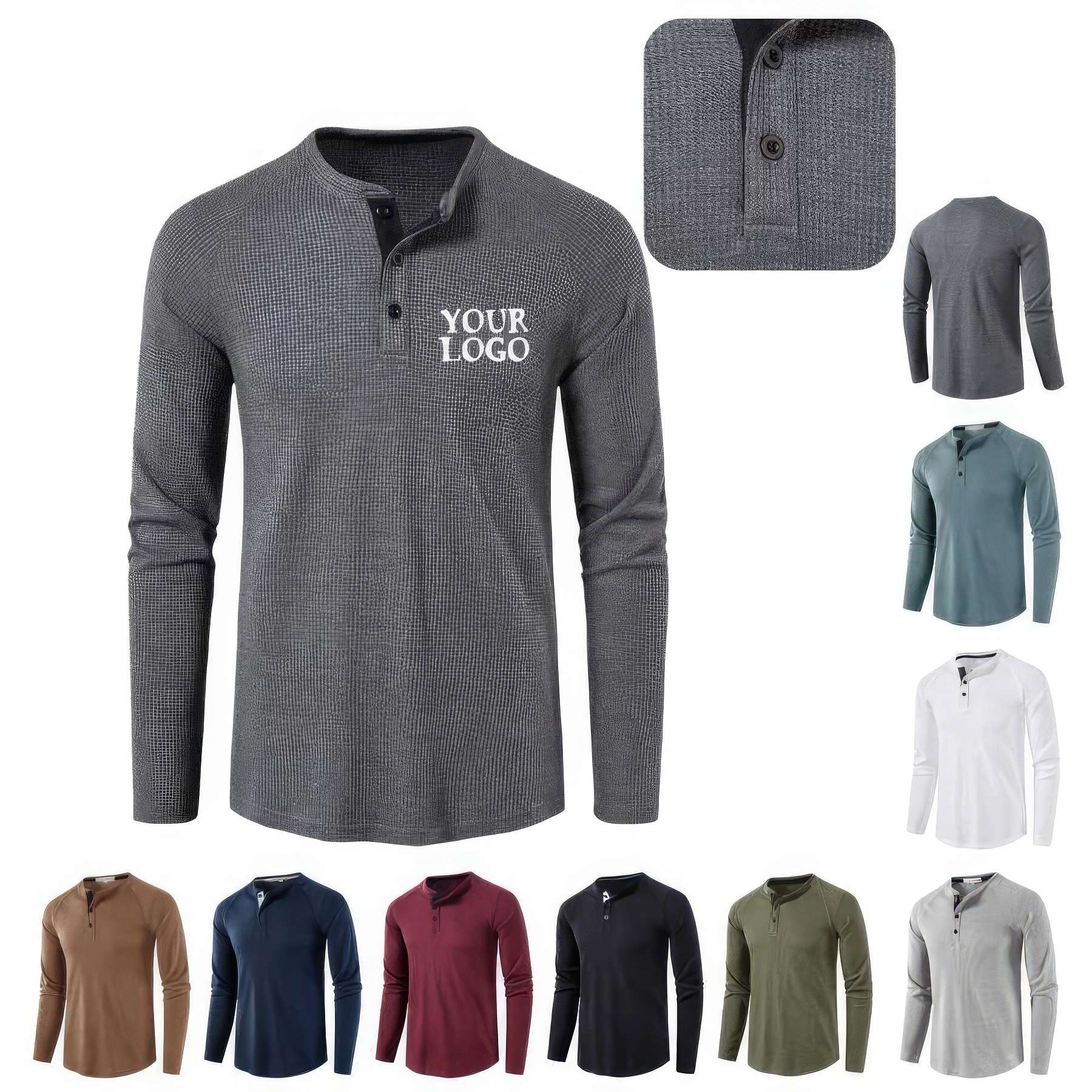 Custom Men's Long Sleeve Shirts Casual Tops 2