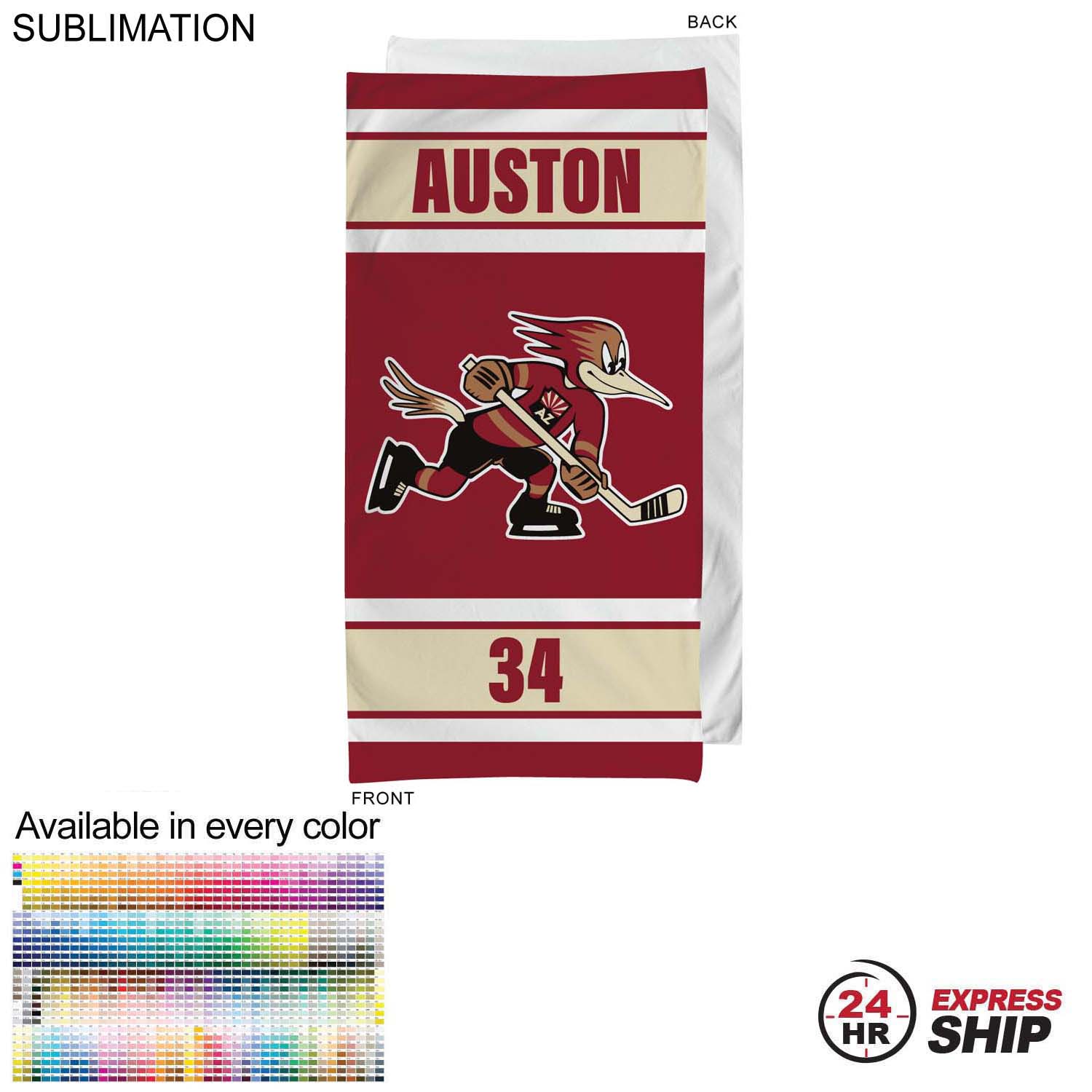 24 Hr Express Ship - Team Towel in HEAVIER Plush and Soft Velour Terry Cotton Blend, 30x60