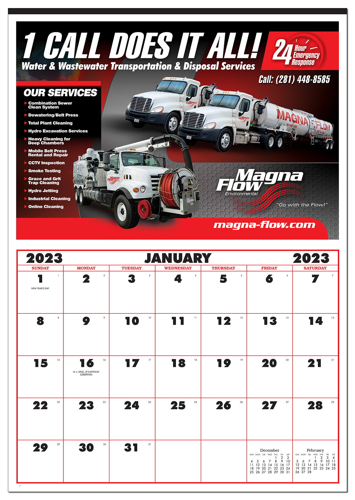 Single Photo 12 Month Apron Wall Calendar