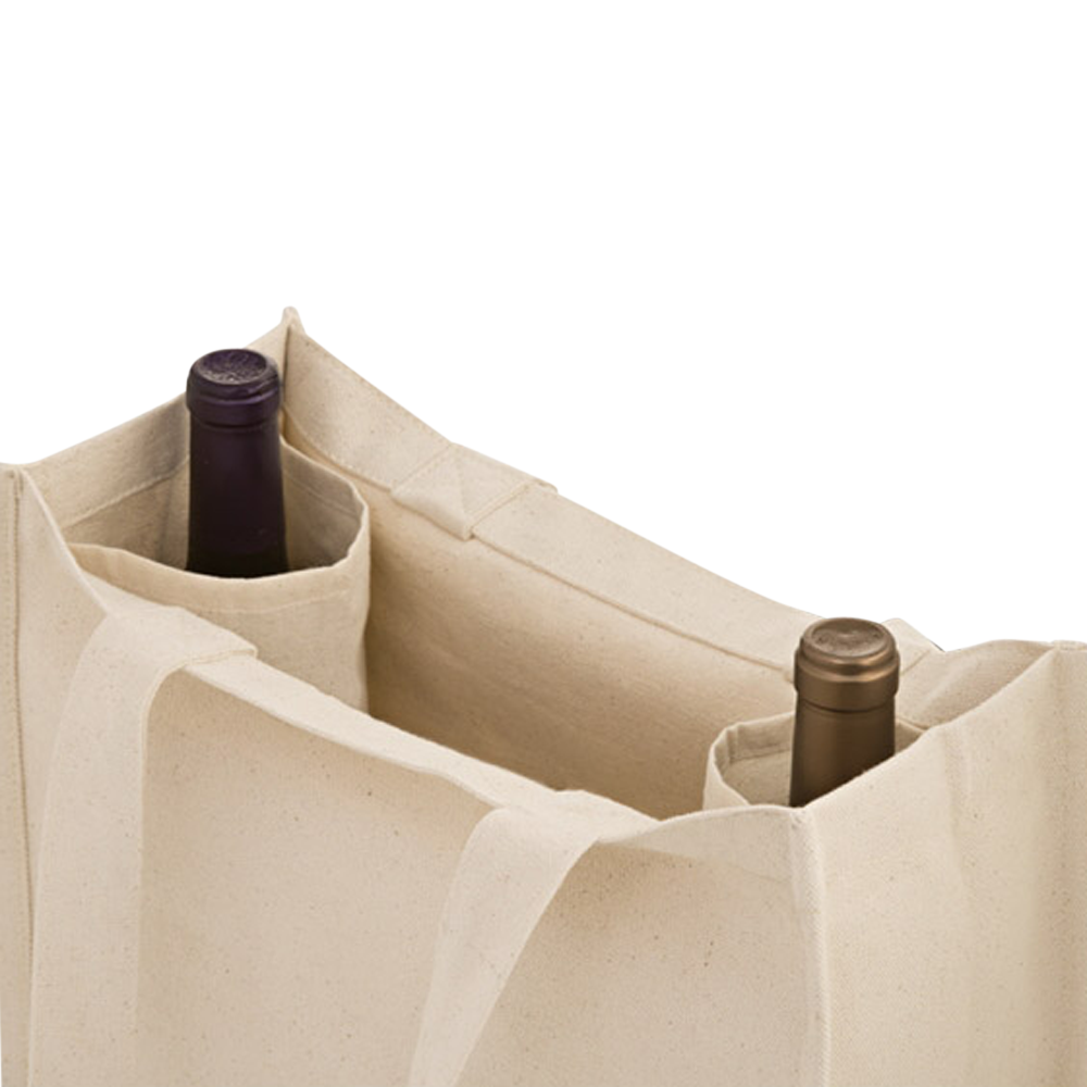 2-Bottle Heavy Cotton Canvas Grocery Tote 1