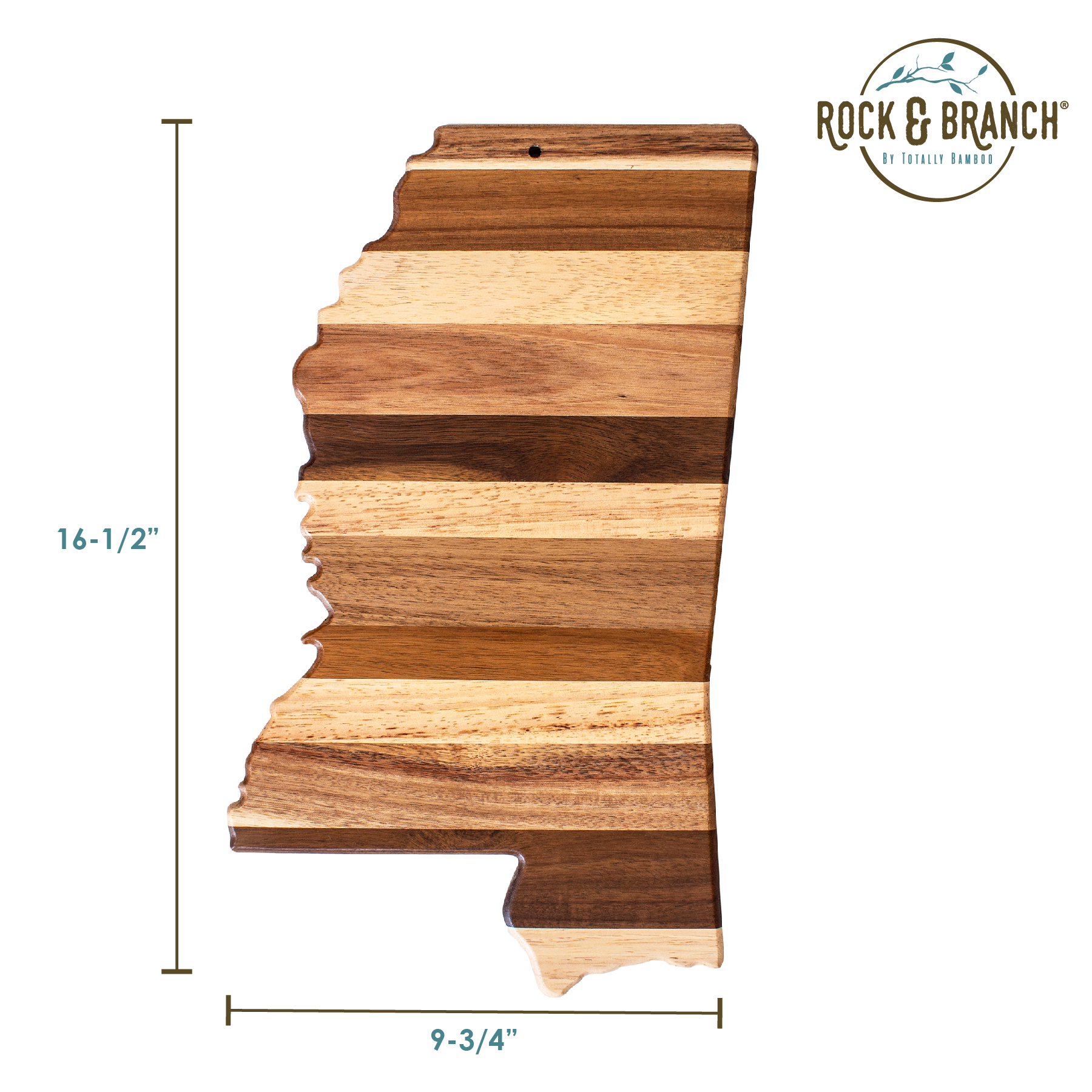 Rock & Branch® Shiplap Series Mississippi State Shaped Wood Serving and Cutting Board 8