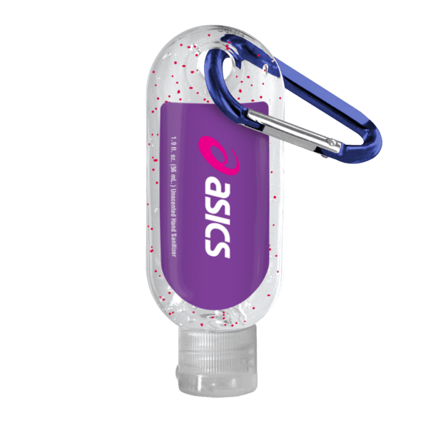 1.9 oz. Single Color Moisture Bead Sanitizer in Clear Bottle with Carabiner 73