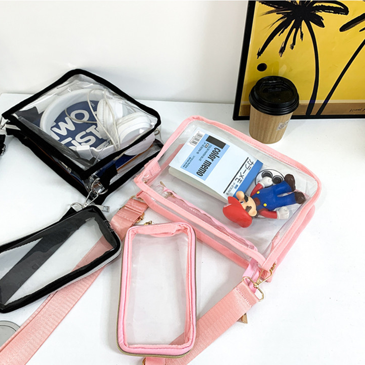 Clear PVC Shoulder Bag Purse Crossbody w/ Phone Case 5
