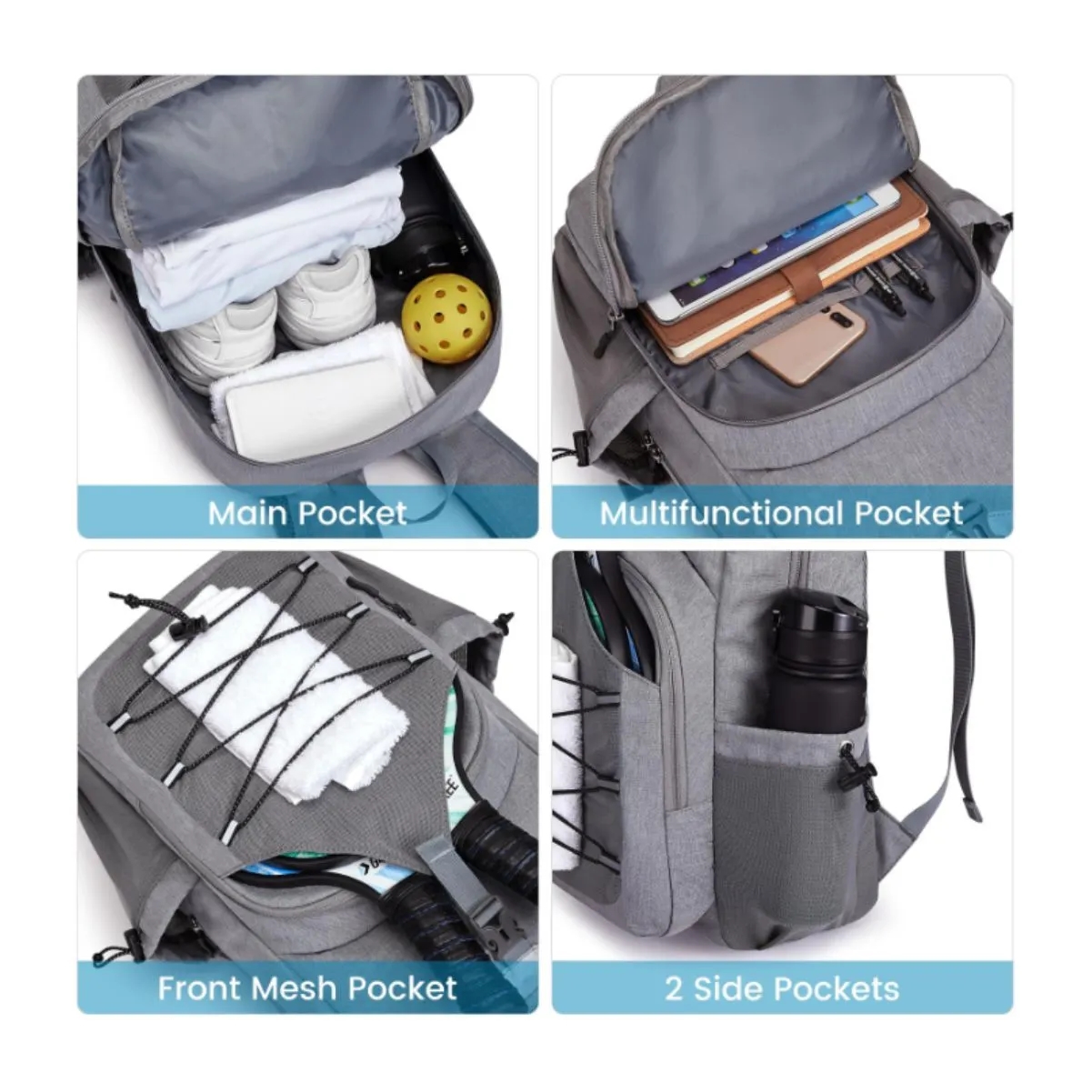 Pickleball Backpack With Paddle Holder And Ball Storage 2