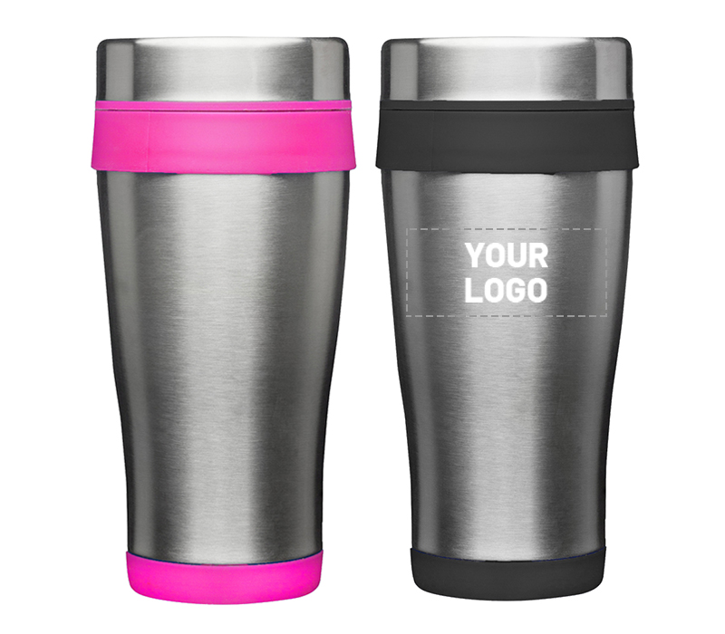 Stainless Steel Tumbler with Plastic Lid, 16 oz. 2