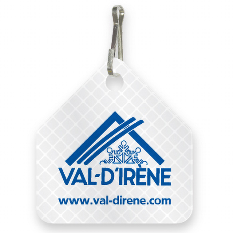 Ultra Reflective White Bag Tag House shape 2" x 2.125", High resolution 4 colour process