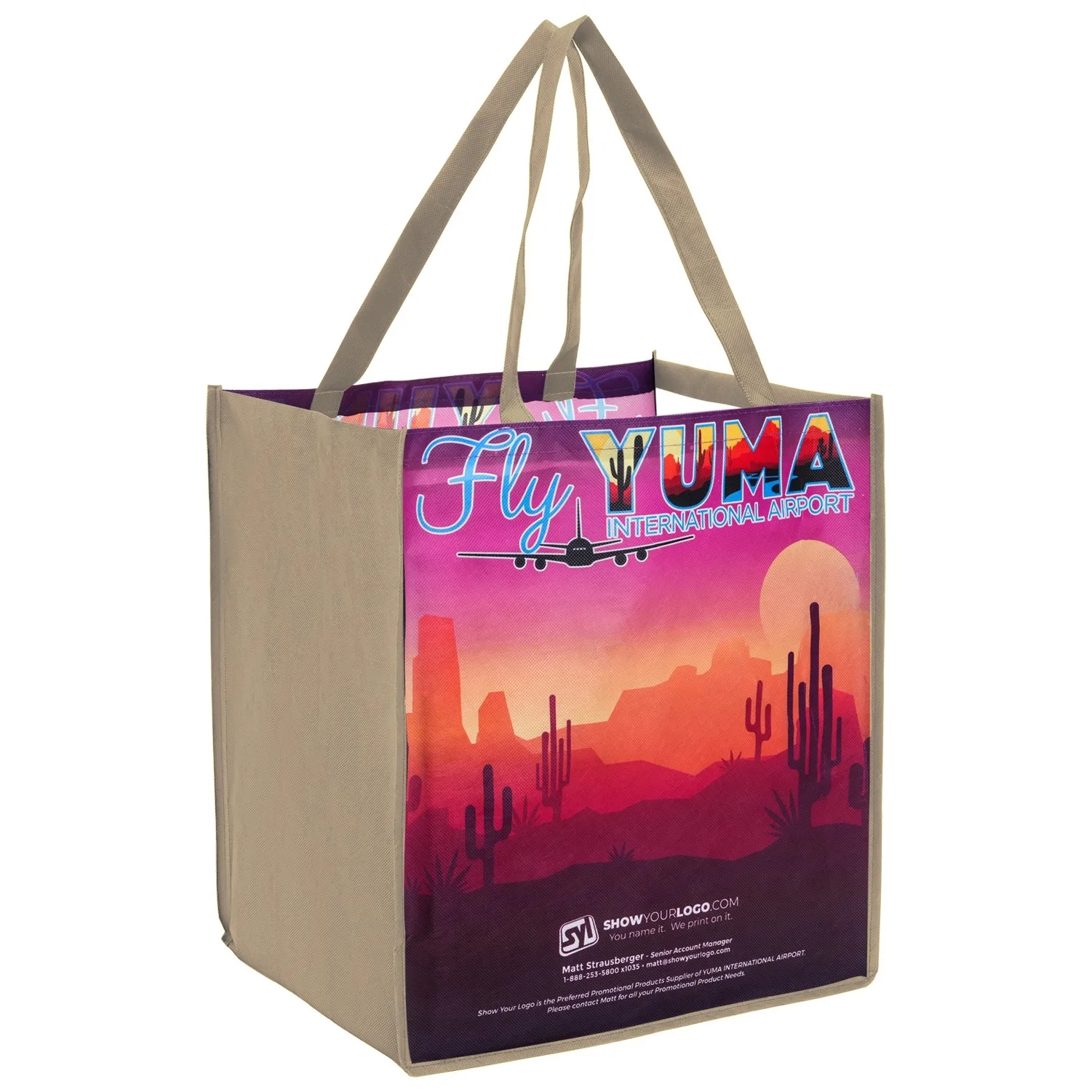 Sublimated PET Non-Woven Grocery Tote Bag w/ Gusset 7