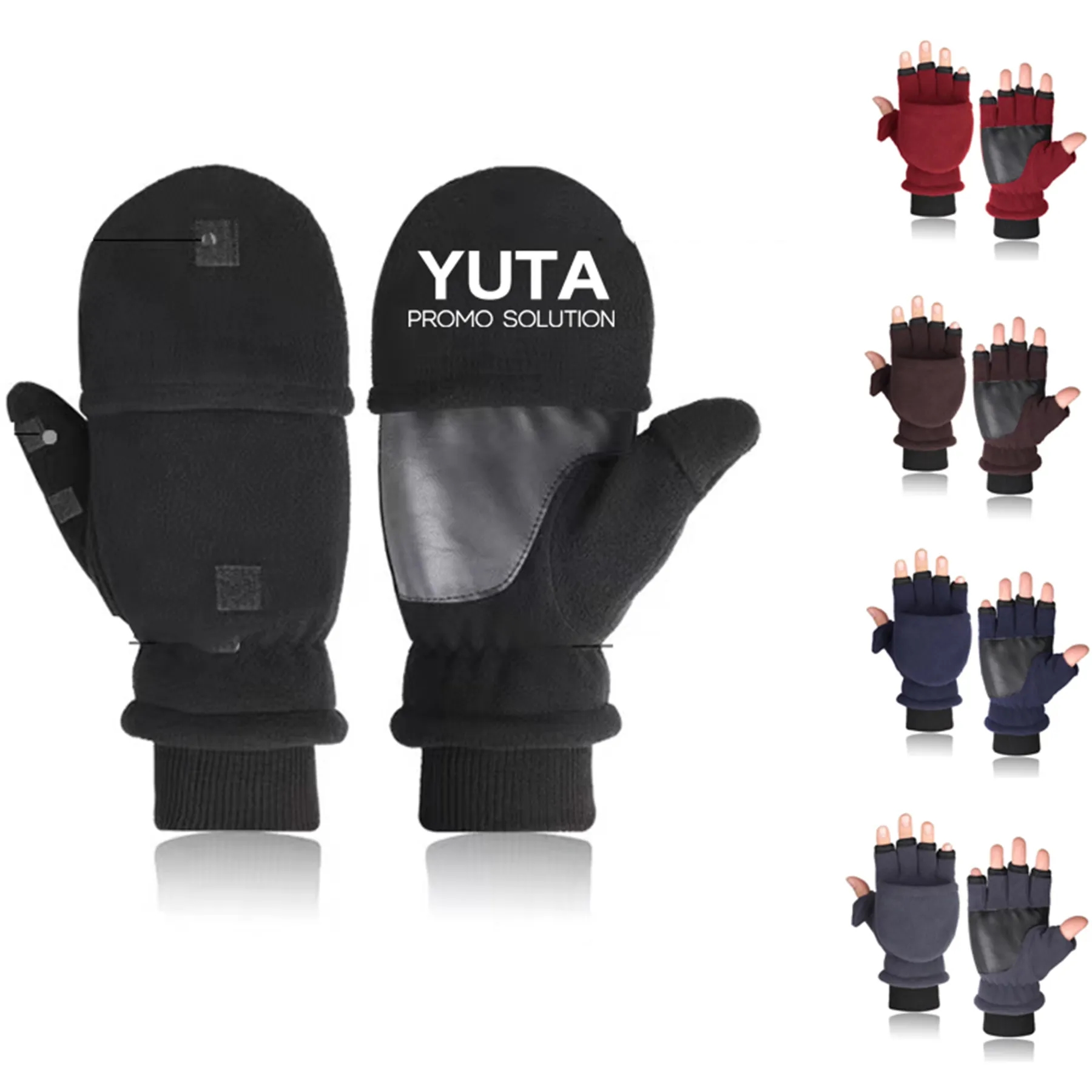Convertible Flip Top Mittens Fingerless Thermal Gloves 2