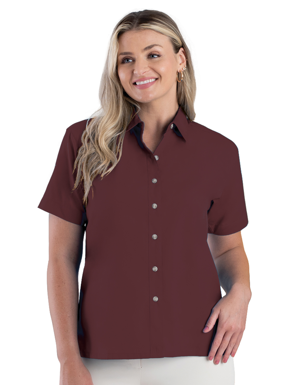 Blue Generation - Women's Pocketless Short Sleeve Superblend Poplin Shirt 4