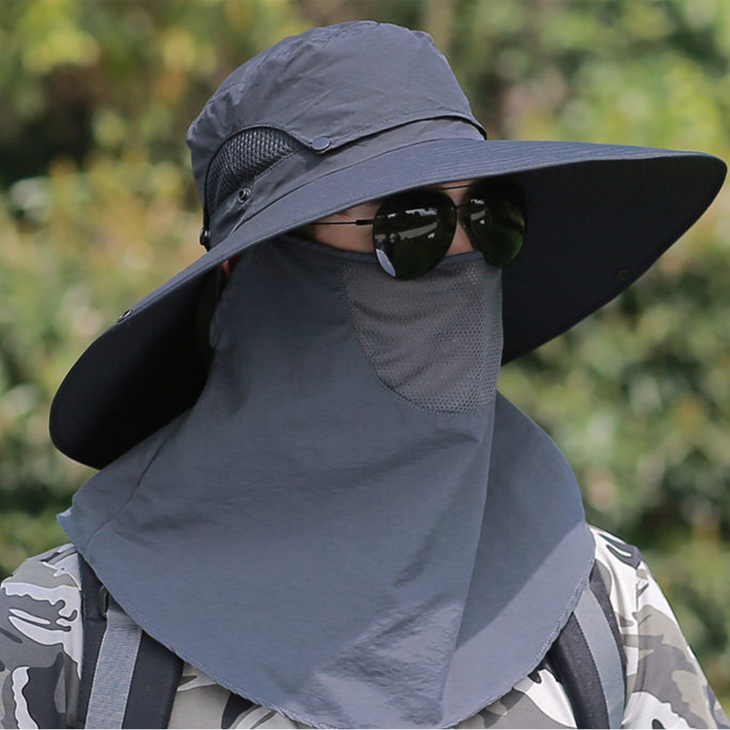 Outdoor Face Mask Wide Brim Bucket Hat 5