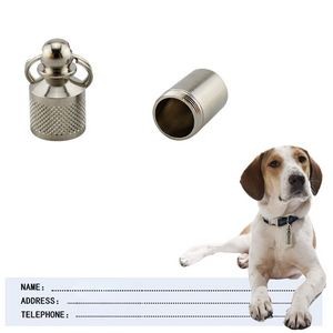 Sturdy Metal Capsule Shaped Dog ID Tag With Carabiner 15