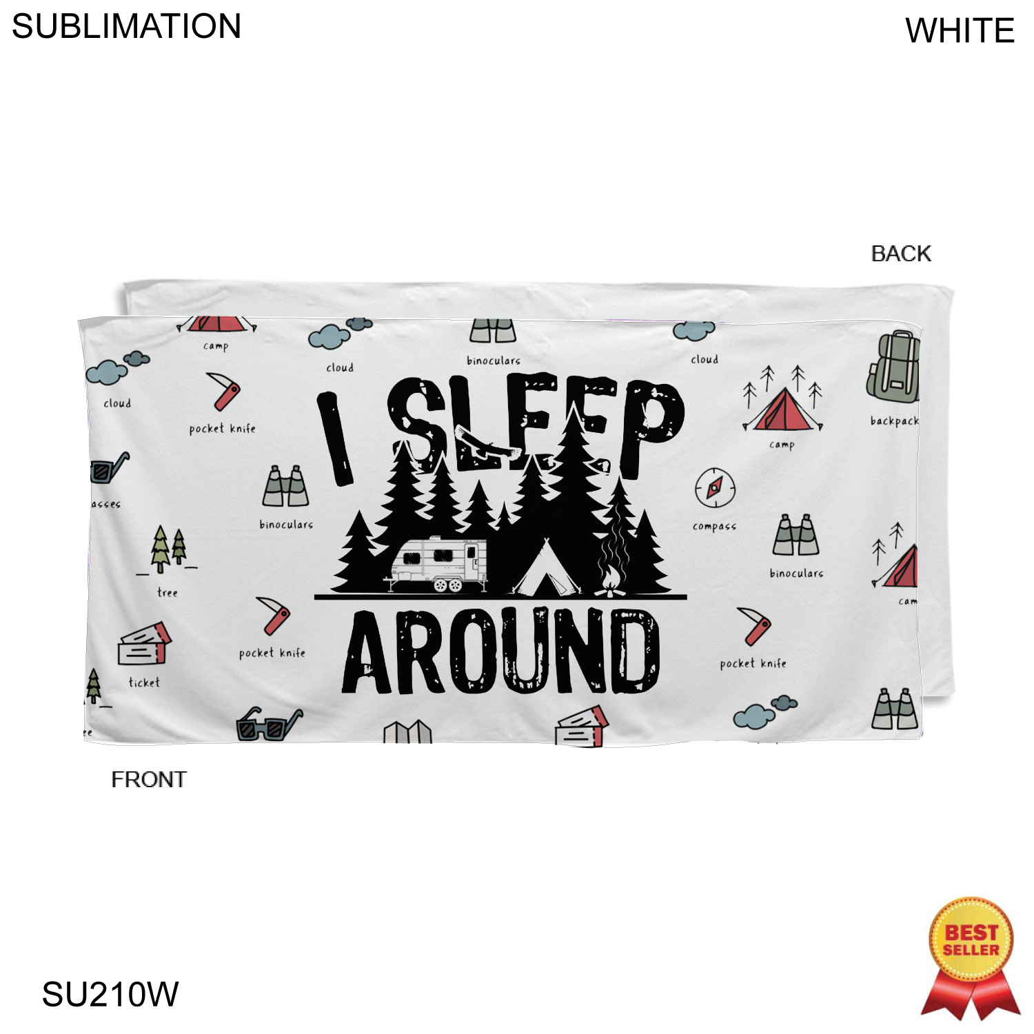 Camping Towel in Absorbent and Compact Microfiber Dri-Lite Terry, 30x60, Sublimated 1 side 5