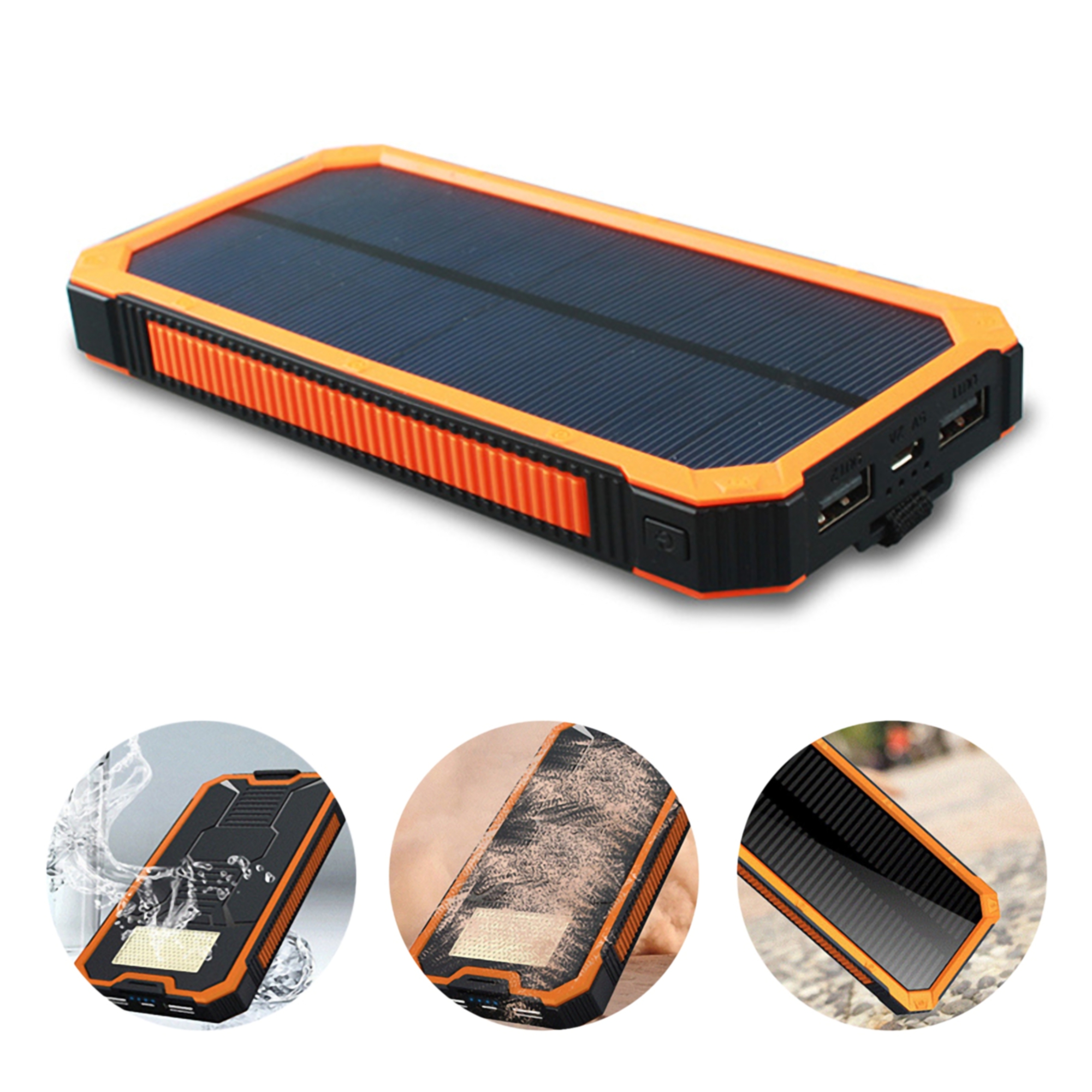 10000mAh Solar Power Bank for Outdoor Camping w/Carabiner 1
