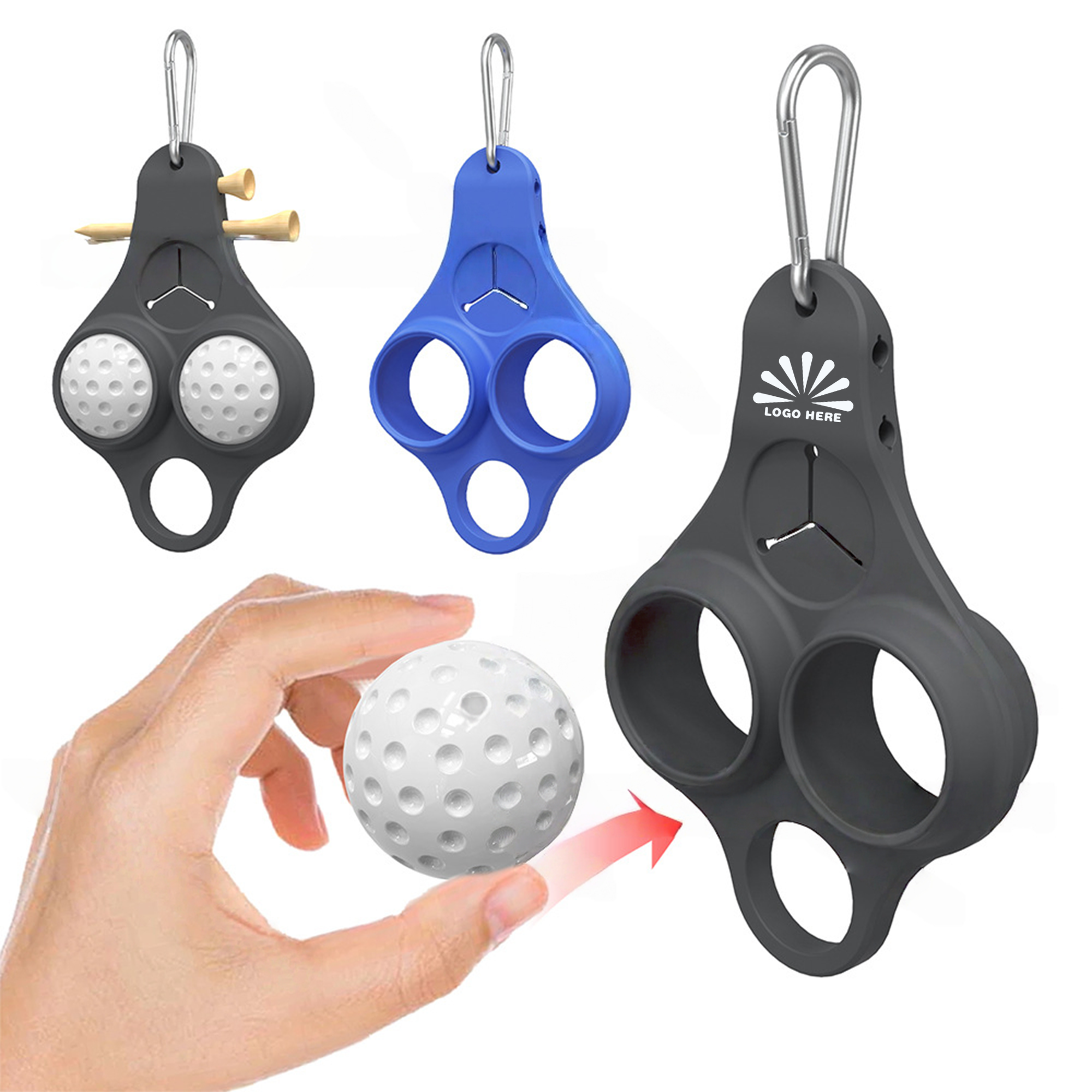 Golf Ball Holder with Three Clips 1
