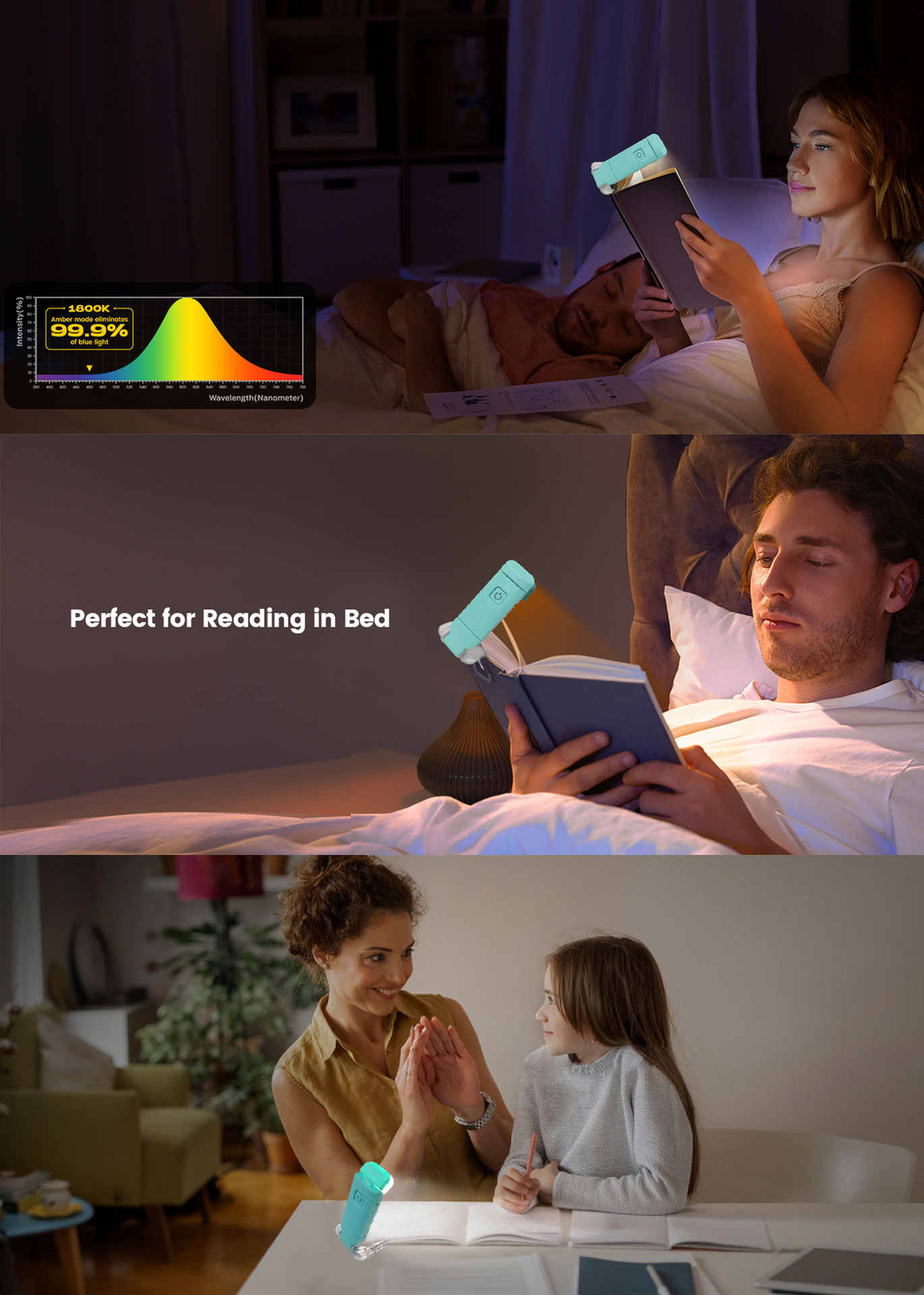 LED Mini USB Charging Eye-protecting Folding Book Holder Lamp 8