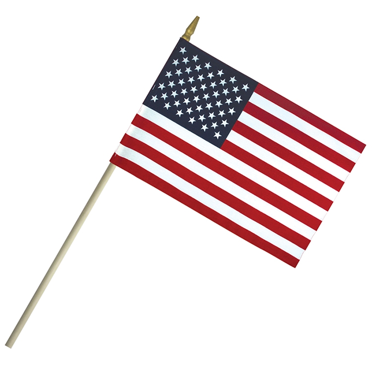 4" x 6" Lightweight Cotton US Stick Flag w/Spear Top on a 10" Dowel 2