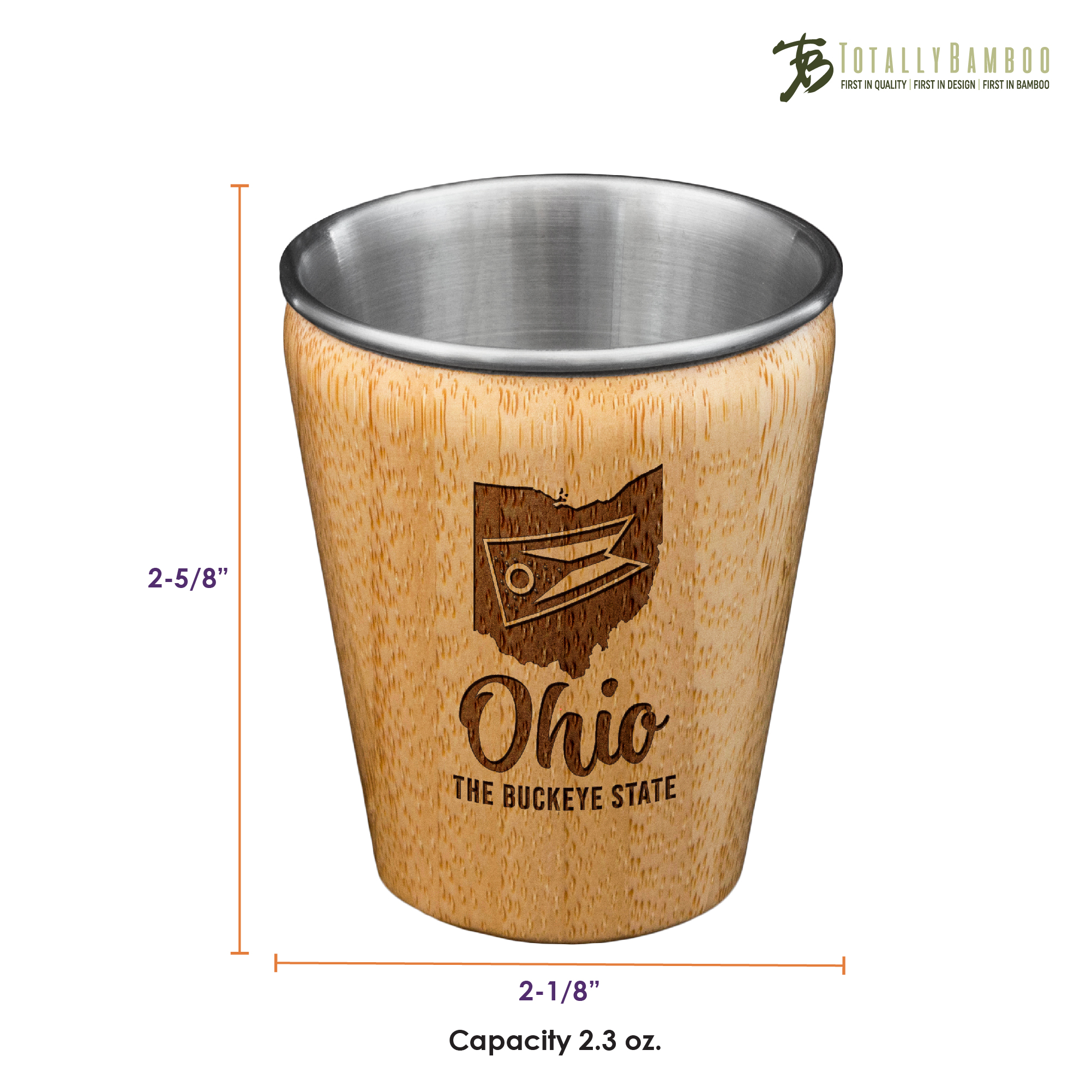 Ohio State Bamboo and Stainless Steel Shot Glass 1