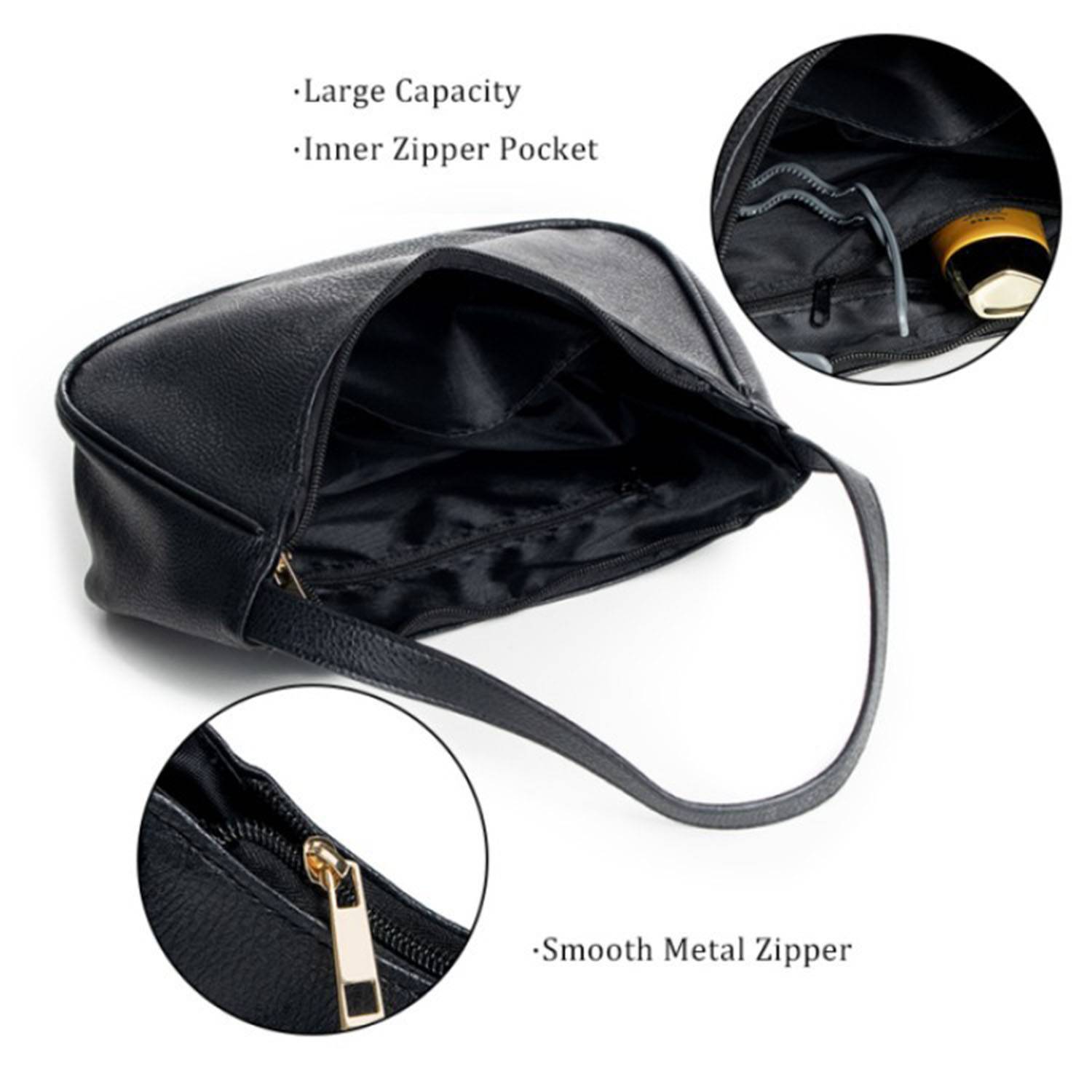 PU leather new women's with zipper tote bag 3