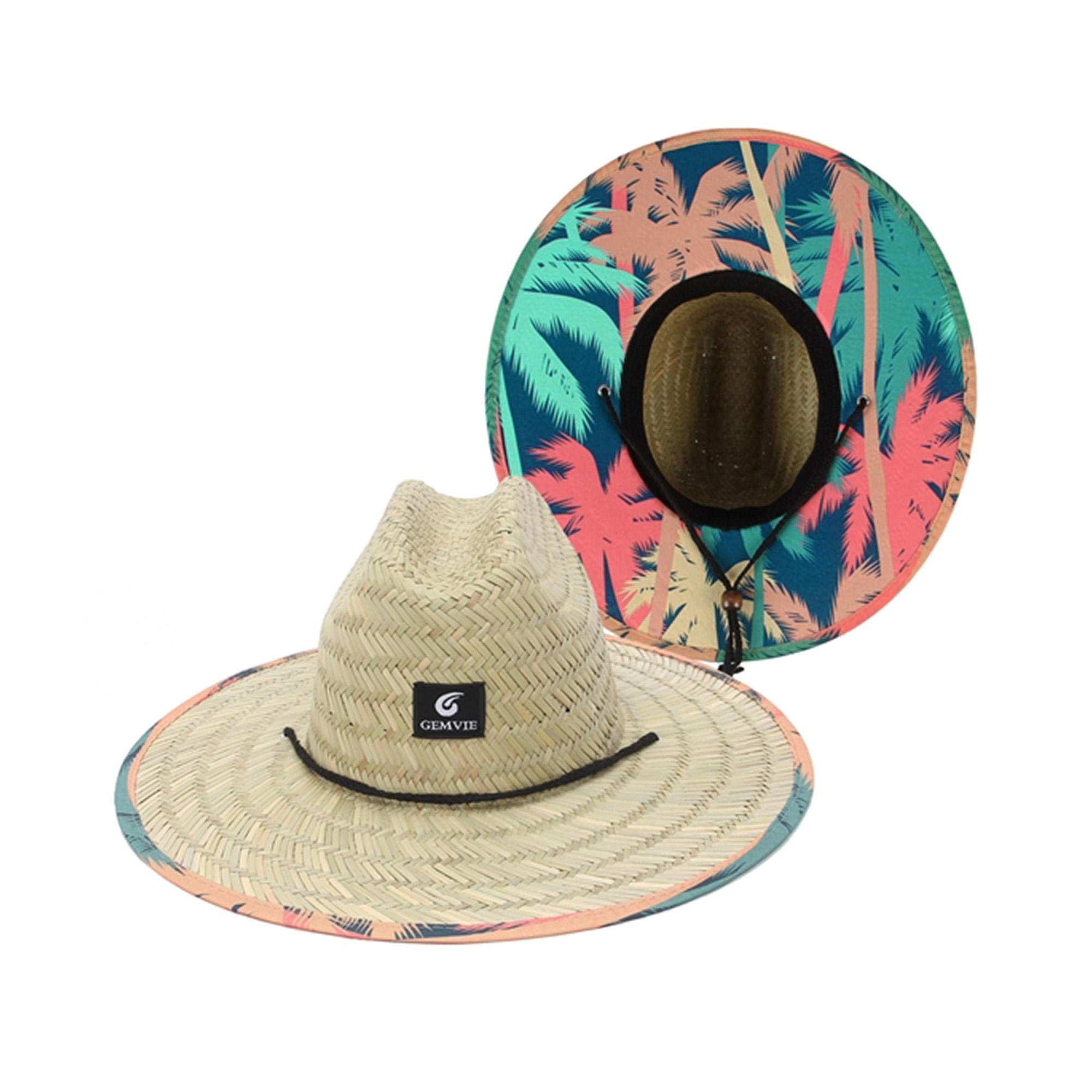 MOQ 50 Straw Wide Brim Beach Hat Full Color 2