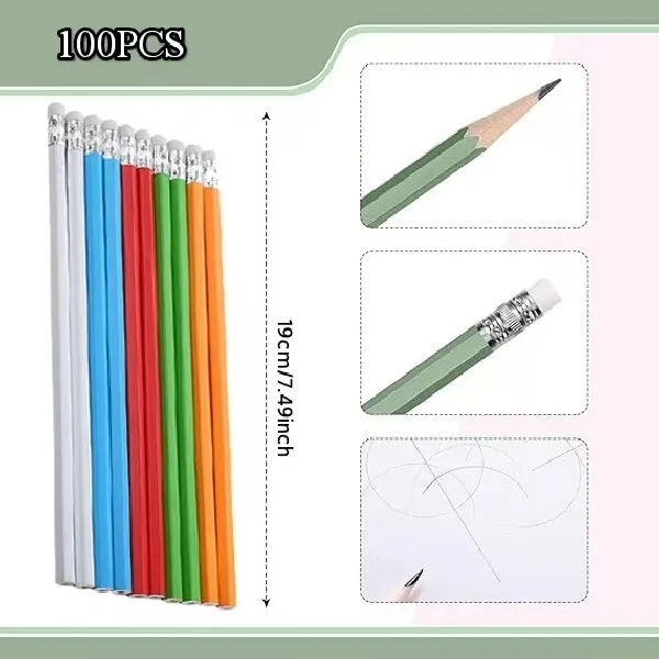 Solid Color Wood-Cased Pencils with Eraser 4