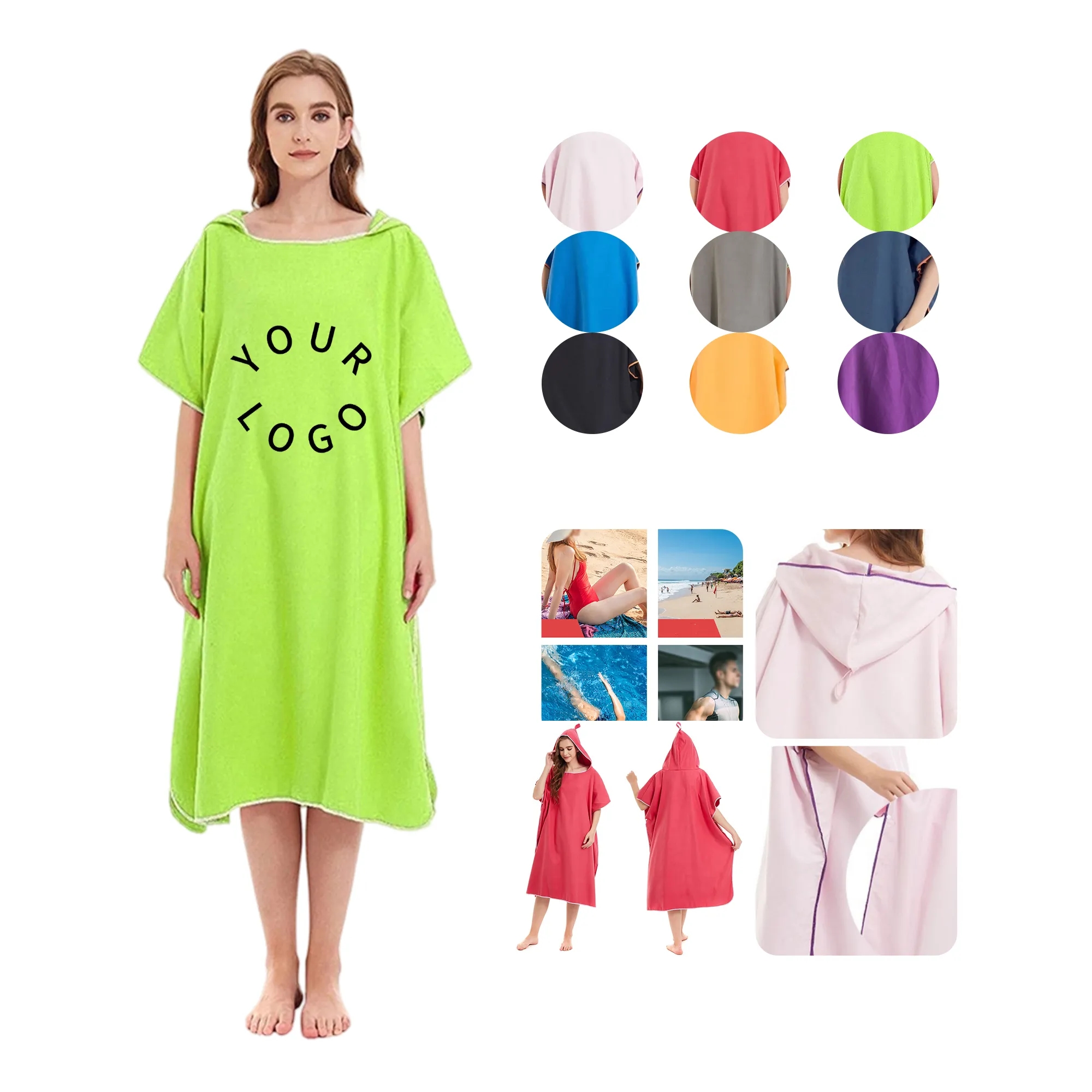 MOQ 50 Solid Color Adult Poncho 10