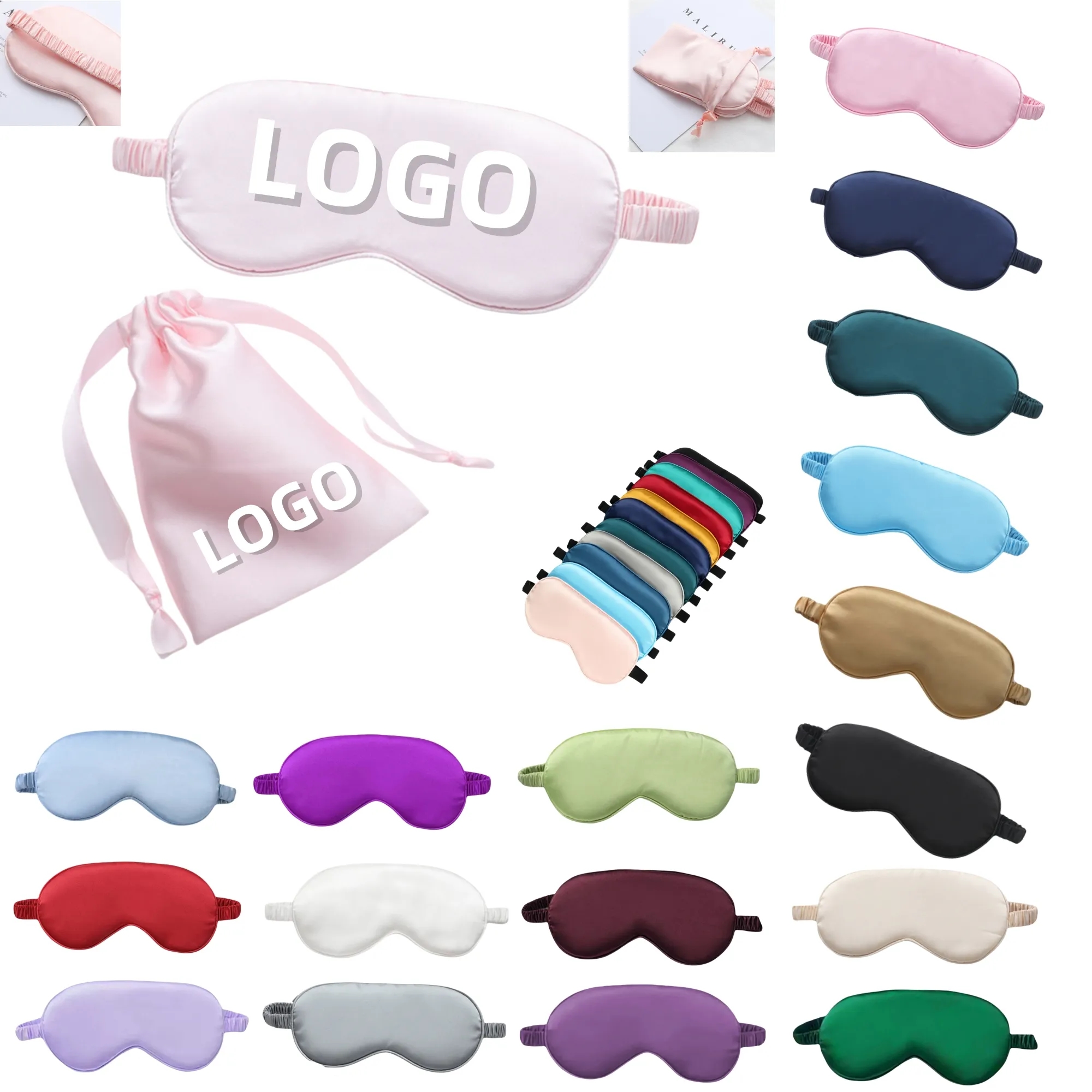 2 Piece Simulated Silk Eye Mask & Storage Bag Set 10