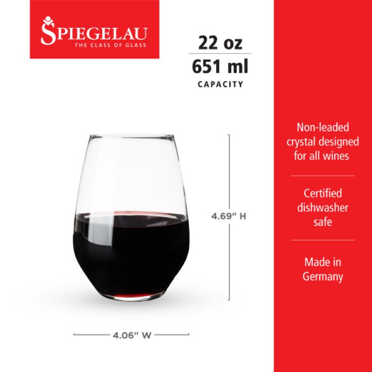 Spiegelau Authentis 22 oz All Purpose Tumber XL, set of 4 9
