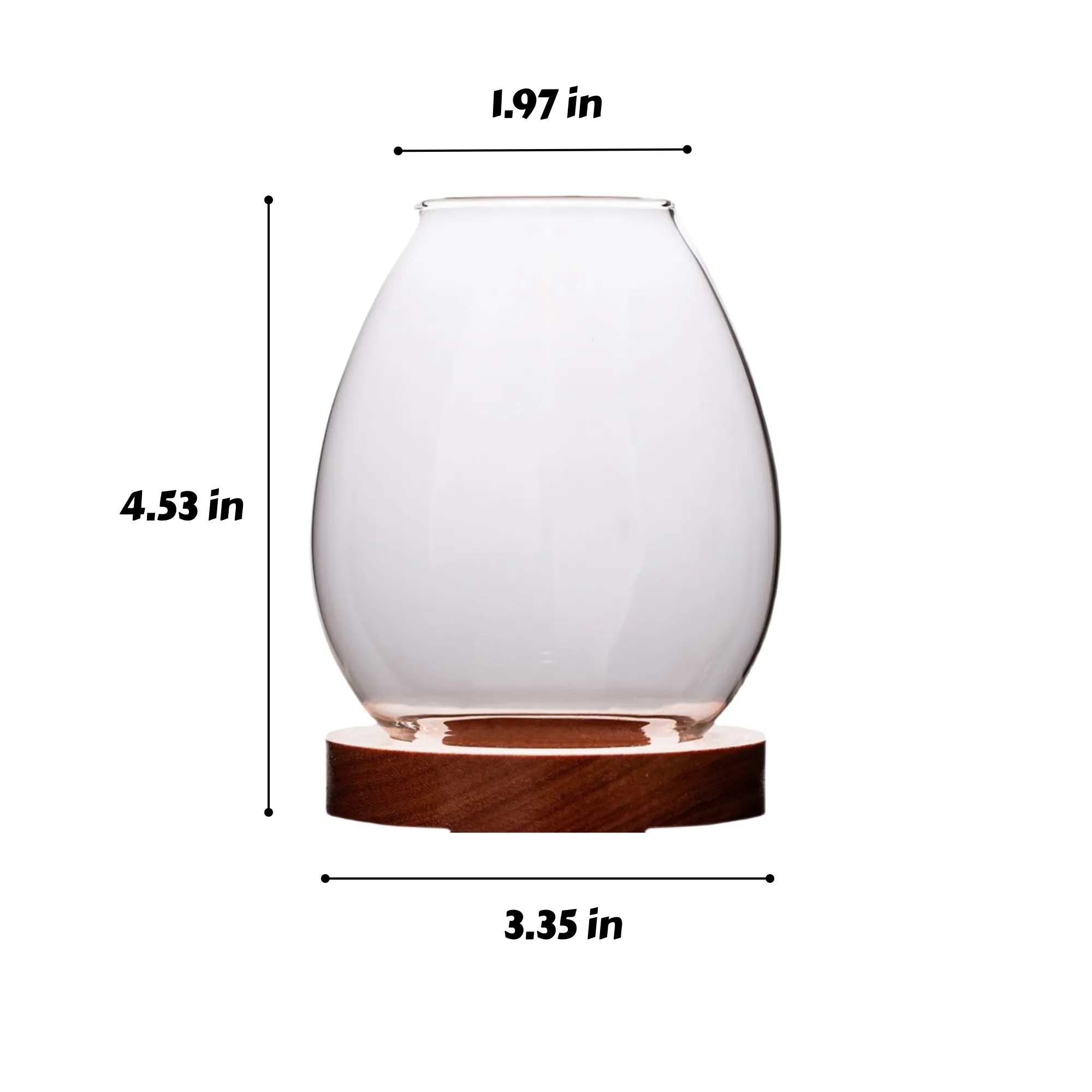 Glass Candle Holder Wood Base Wish Candlestick 3
