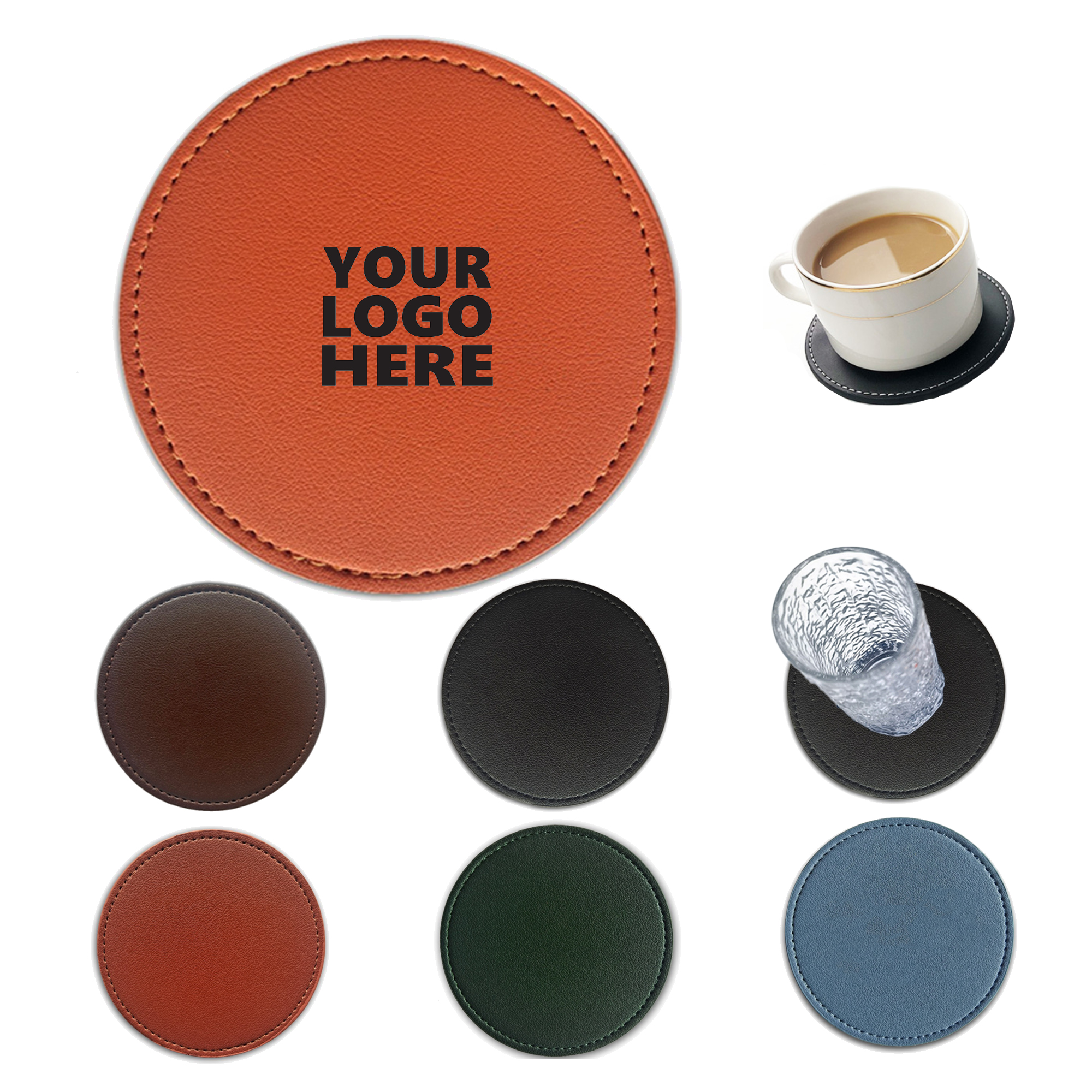 Round PVC Leather Waterproof Insulated Coaster MOQ 50 2