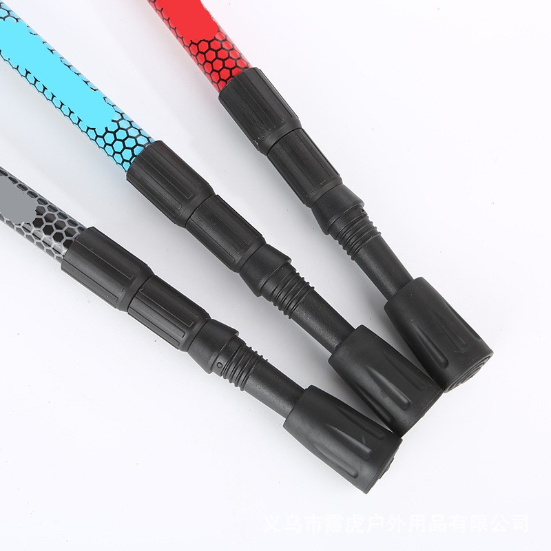 Portable Straight Handle Aluminum Alloy Three-section Shock-absorbing Trekking Pole Travel Walking 4