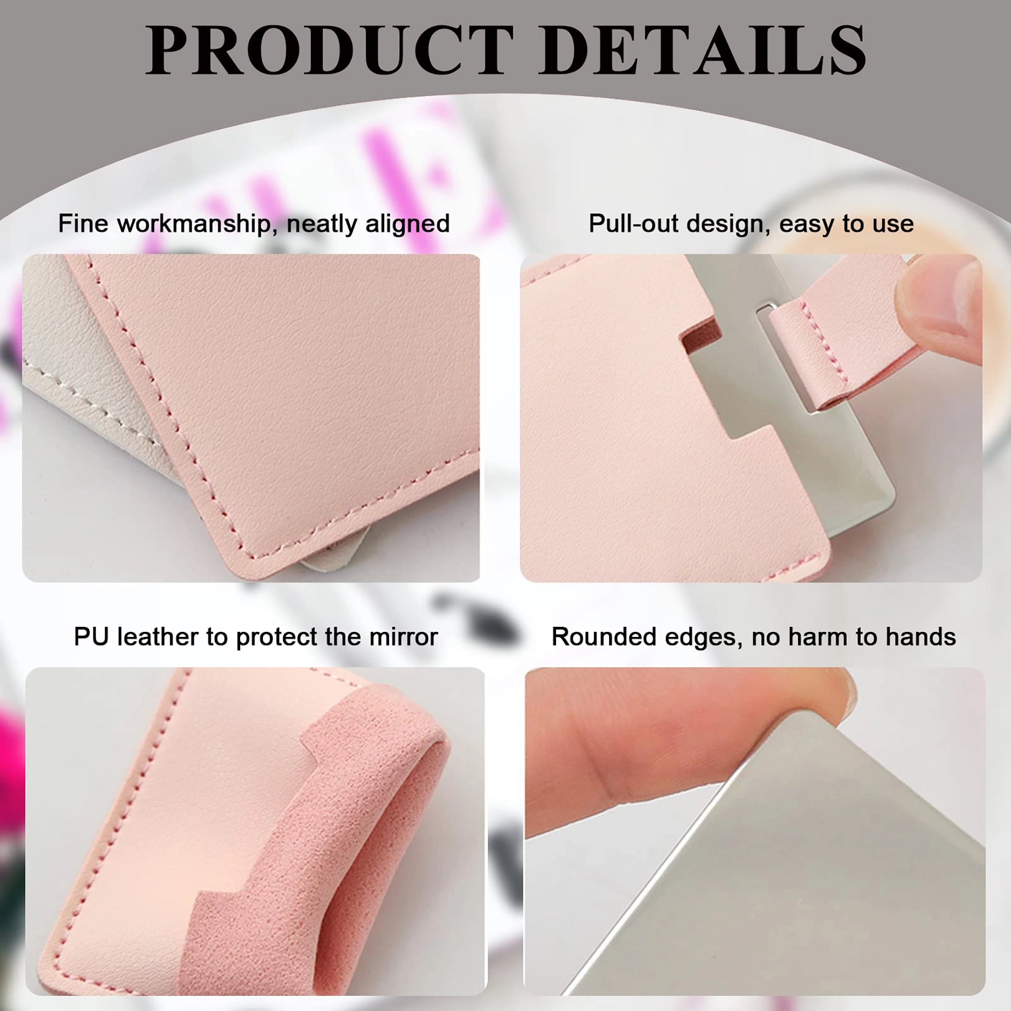 Mini Compact Mirror with Leather Cover 3