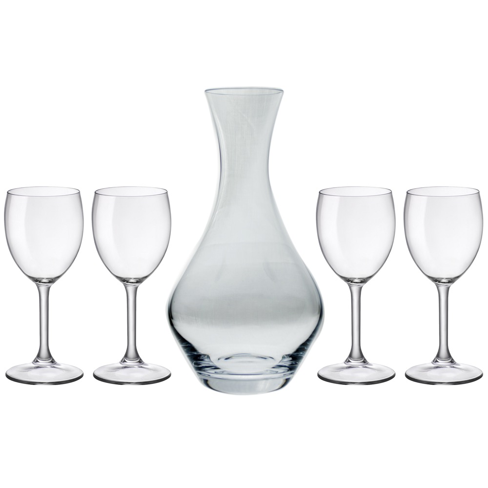 Vino Grande Carafe (40 oz.) with Set of Four (8.5 oz) Park Avenue Wine Glasses (5 Piece Set) 5