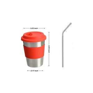 300ml Stainless Steel Cup with Silicone Lid And Straw 8