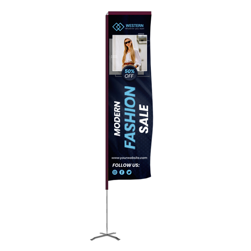 Elbow Banner™ Rectangle Flag with Pole - Double-Sided - 8.5' 3