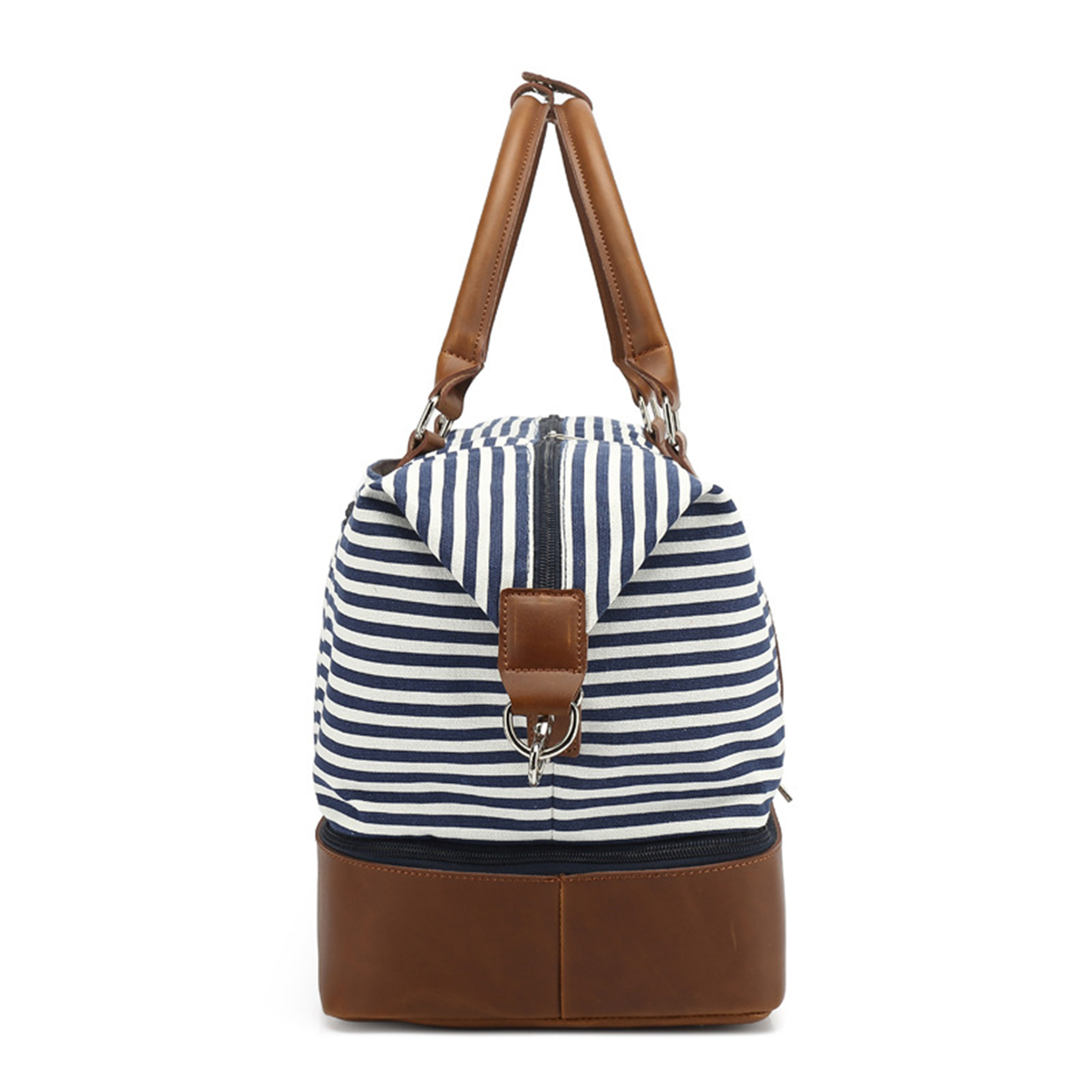 Canvas Travel Duffel Bag with Leather Shoes Compartment for Men 4